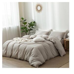 Duvet Cover Set Gray Size Queen Home Bed Covers